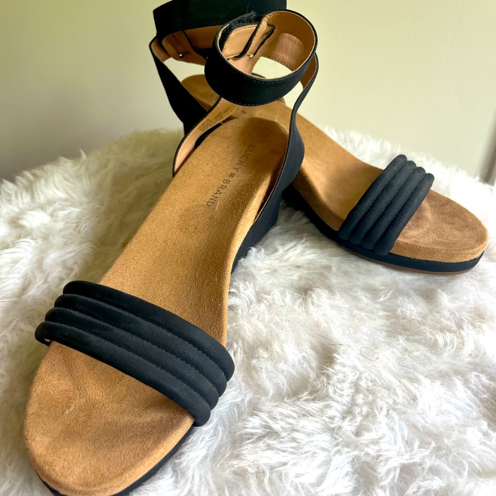 Lucky Brand Suede and Soft Leather Wedges